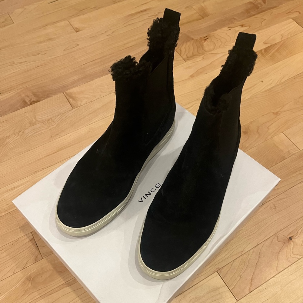 Vince Norman 2 - black faux suede ankle boot with sneaker sole